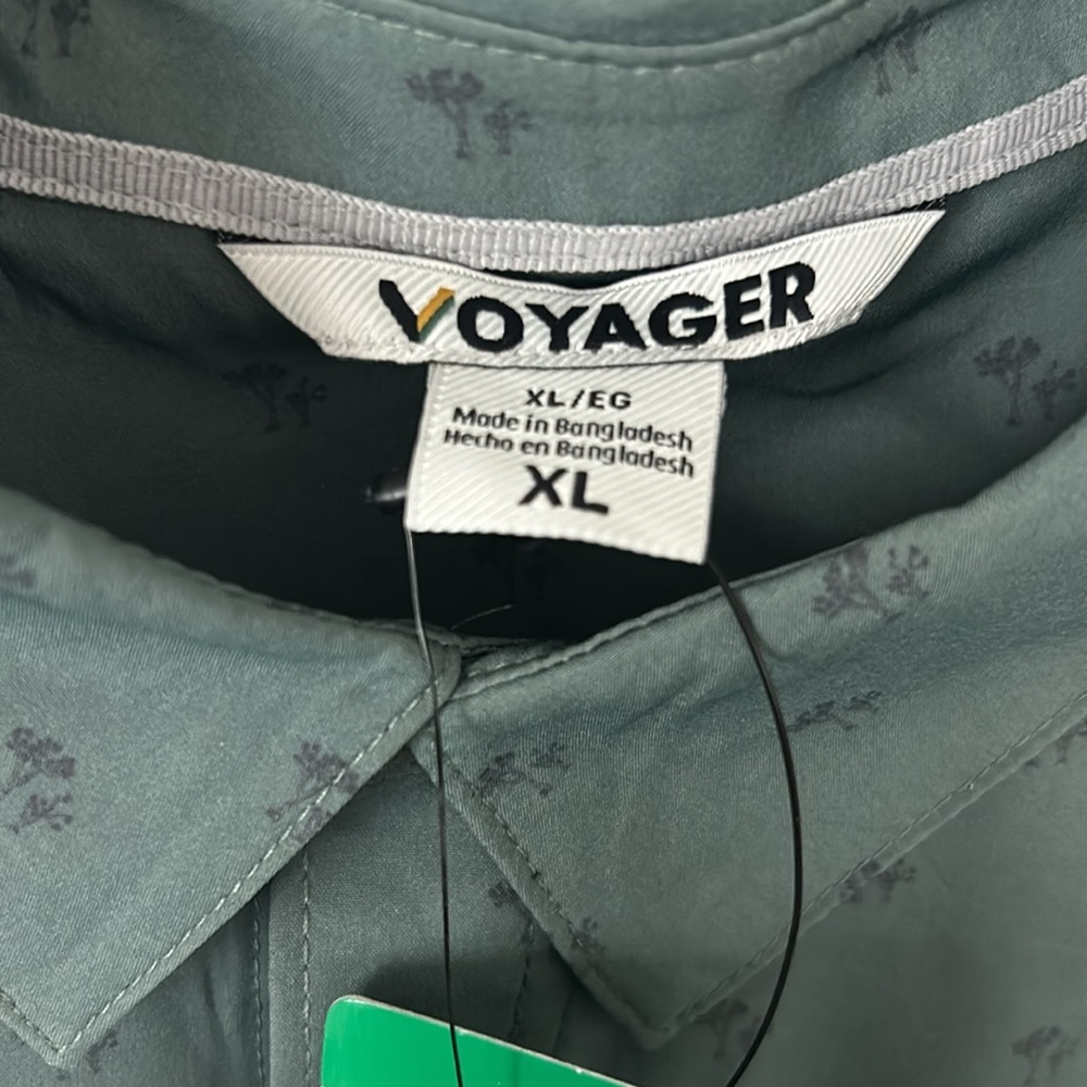 NEW XL MENS SHORT SLEEVE VOYAGER GREEN BUTTON FRONT SHIRT DBL POCKET -VELCRO - Picture 8 of 14